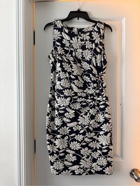 Ivanka Trump Navy Dress with White Floral Applique